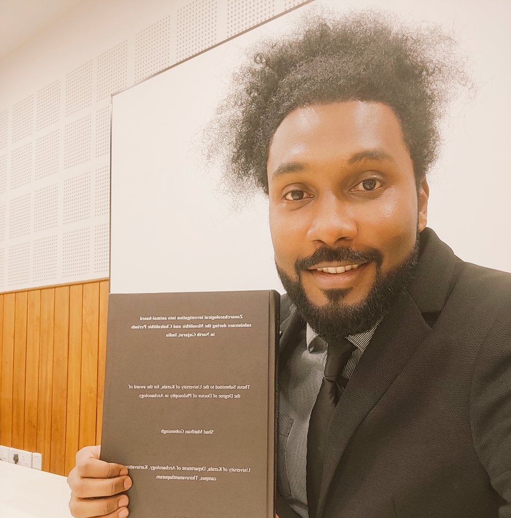 shad_mg's tweet photo. Successfully defended Ph.D. topic on #Archaeology (Animal Remains) from @keralauni on the 30th November 2024. Officially Dr. Shad M. Gobinsingh #phdlife #phdvoice #phdchat #Grateful https://t.co/rBJV2Twidx