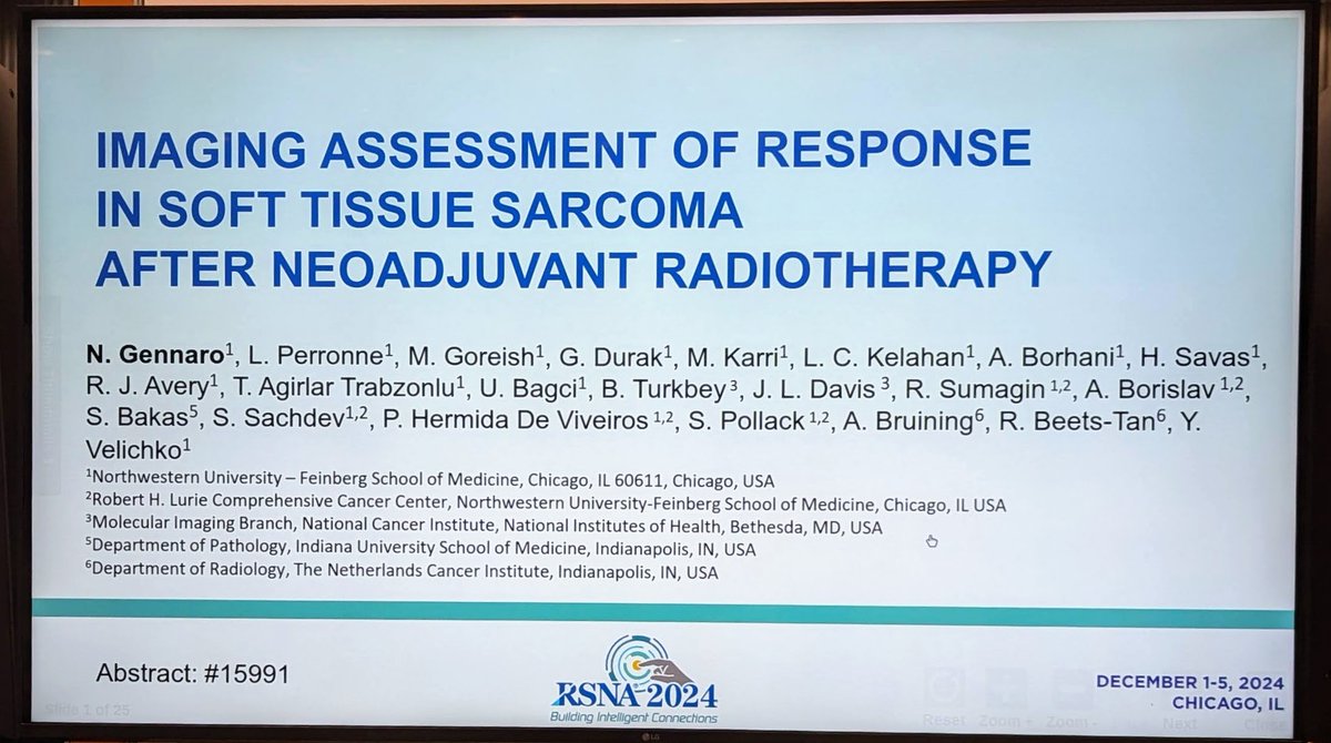 Yuri Velichko (@yurivelichko) on Twitter photo Glad to see more presentations on sarcoma imaging this year! Our educational exhibit highlights the complex and heterogeneous response patterns in soft tissue sarcoma.
<a href="/gennaro_nicolo/">Nicolò Gennaro</a> <a href="/NURadiology/">Northwestern Radiology</a> <a href="/LurieCancer/">Lurie Cancer Center</a> <a href="/RSNA/">RSNA</a> #RSNA24 #RSNA2024 Glad to see more presentations on sarcoma imaging this year! Our educational exhibit highlights the complex and heterogeneous response patterns in soft tissue sarcoma.
<a href="/gennaro_nicolo/">Nicolò Gennaro</a> <a href="/NURadiology/">Northwestern Radiology</a> <a href="/LurieCancer/">Lurie Cancer Center</a> <a href="/RSNA/">RSNA</a> #RSNA24 #RSNA2024