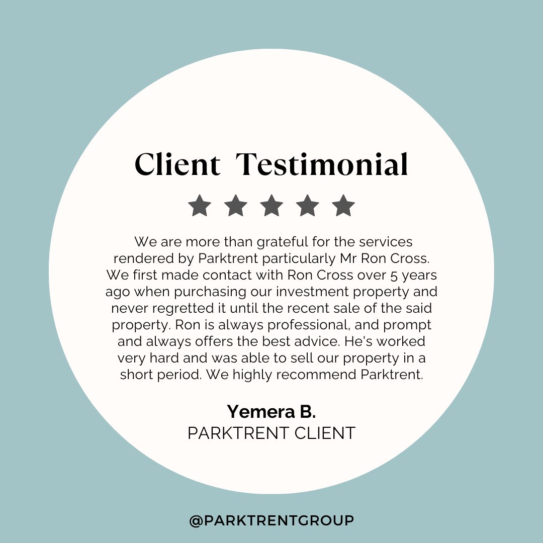 🌟 Over 5 years, Yemera trusted Parktrent to buy &amp; sell her property. With expert advice &amp; service from Ron Cross, she calls it a great experience. 🏡✨ #ClientSuccess #RealEstate