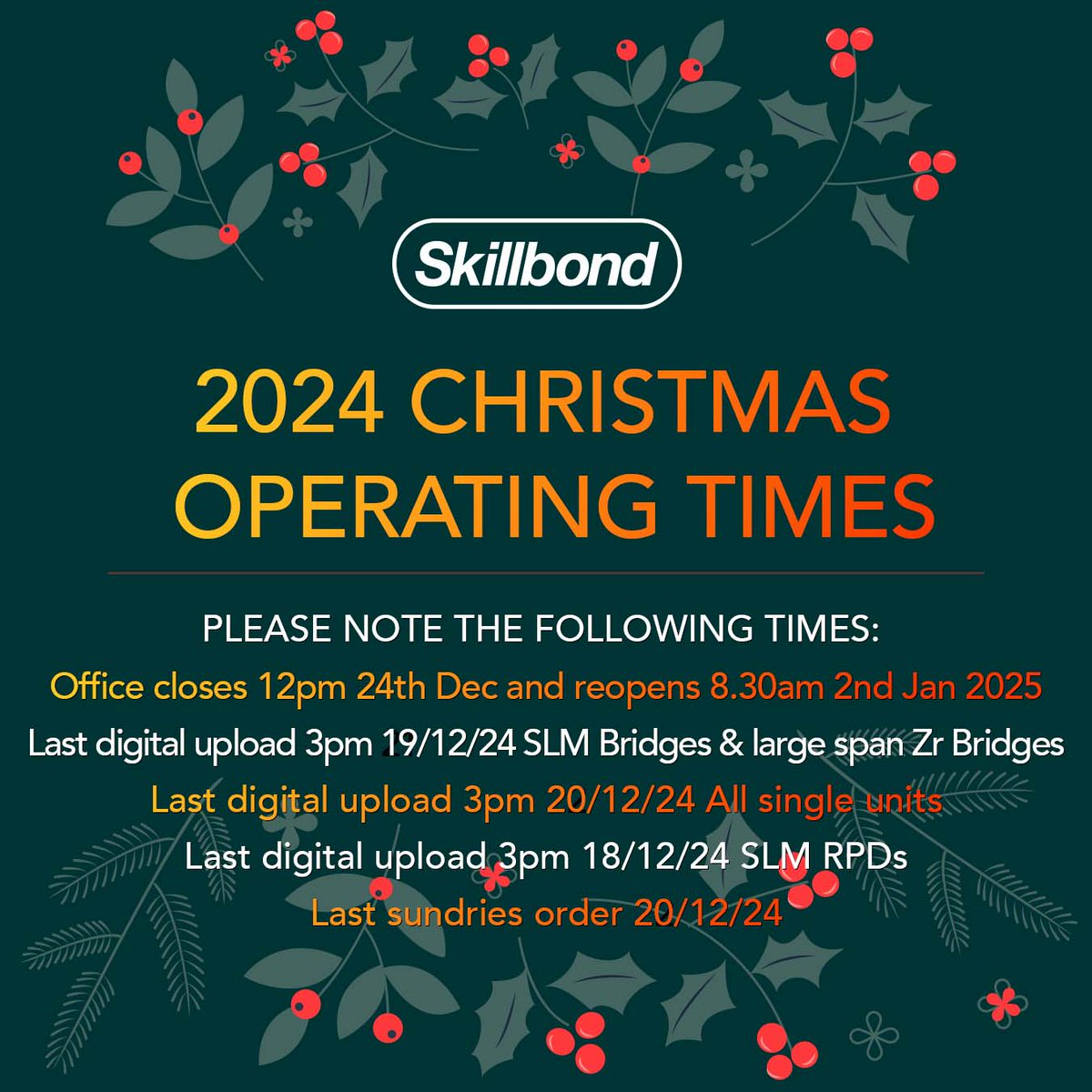 As we head toward the final few weeks of 2024, we must share our operating times. We are still open for orders on 23rd/24th December but cannot guarantee delivery before Christmas on these days.⁠
☃️ #christmas2024