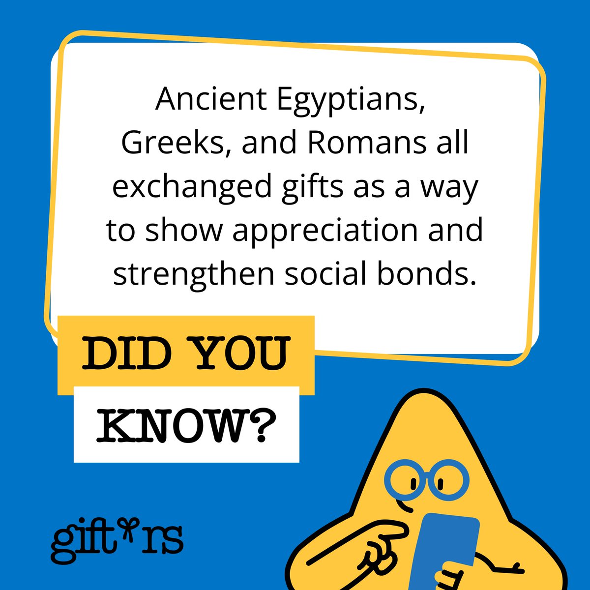 giftrs_ltd's tweet photo. The art of gift-giving dates back thousands of years 🏺🧑‍🏫 

Carry on the tradition of thoughtful gifting: discover unique and meaningful gifts for everyone on your list with Gift'rs! 

#Giftrs #DidYouKnow #MeaningfulGifts #GiftSmarterNotHarder #HistoryOfGifting #ChristmasGifts https://t.co/pigMJXNk0Y