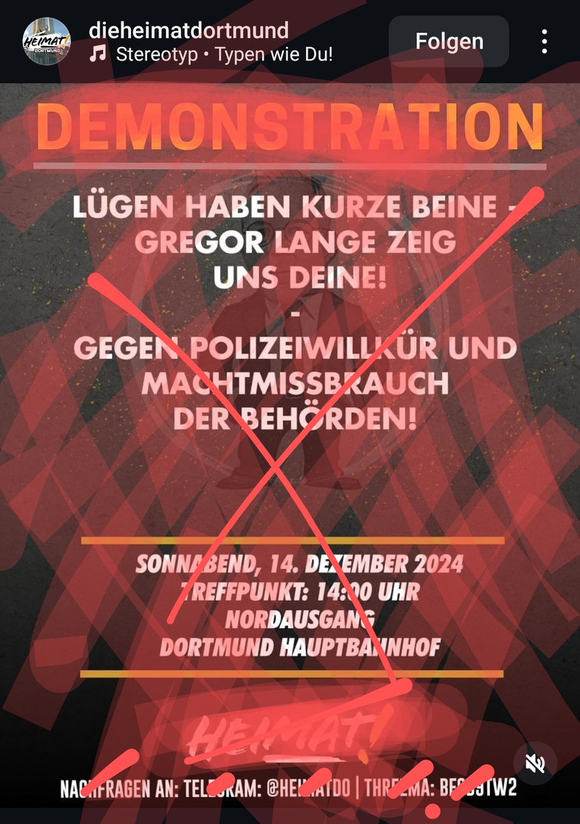 Faschos der Heimat kündigen Demonstration zu vermeintlicher staatlicher Repression in Dortmund an.

#do1411 #dortmund
