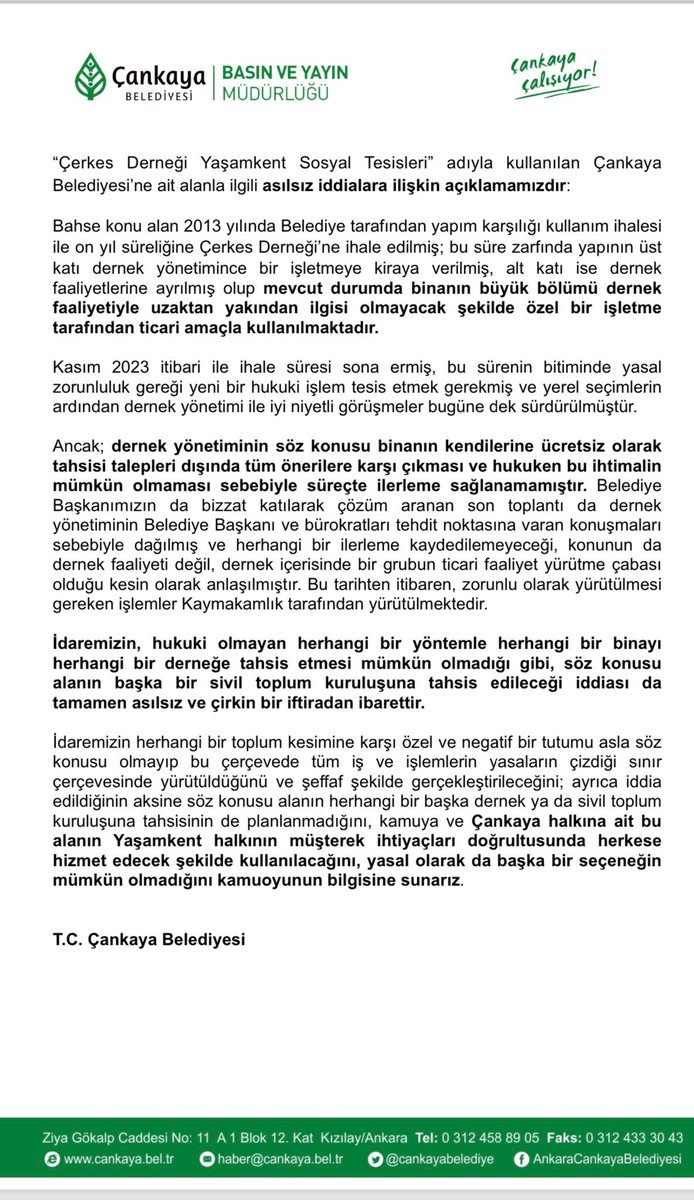 #cerkesderneginedokunma

<a href="/cankayabelediye/">Çankaya Belediyesi</a> <a href="/hcanguner/">Hüseyin Can Güner</a>
Bu kadar yalanı arka arkaya sıralarken hiç yüzünüz kızarmadı mı? Koskoca Çankaya belediyesi tamamen üye bağışlarıyla yapılan küçük bir sosyal tesise mi kaldı!!!!
Diğer STK'lara hibe ettiğiniz tesisleri de geri alacakmısınız???