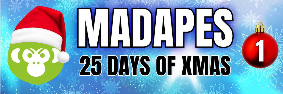madapescall's tweet image. 🎁 25 DAYS OF XMAS 🎁 
Its time for the MadApes 😄 $25, 000 🎄 XMAS GiveAways. That's on top of our regular daily contests and premium giveaways. 

Dec 1 starts now, $1000 to 4 lucky winners. What is the best flavor Candy Cane and what one token would you put in Santas Sac?…