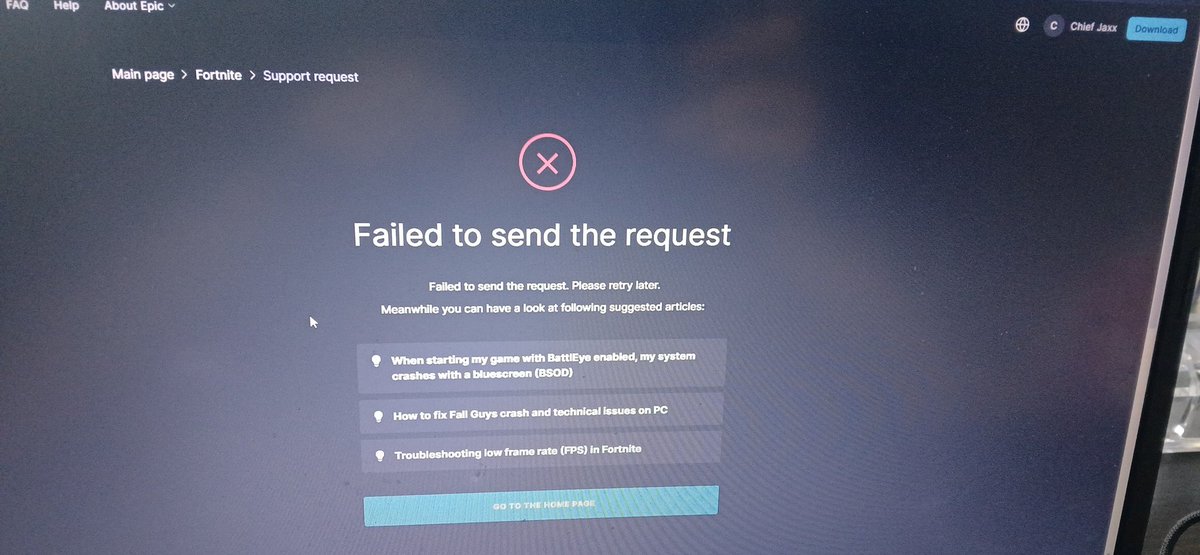 MemesFortniteFN's tweet photo. @FortniteStatus @FortniteStatus I have problems with FPS and Crashes but it won't even let me open a support ticket https://t.co/D8tKLat1S4