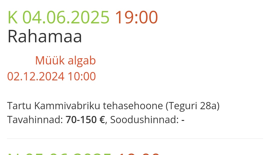 Homme kl 10 tulevad "Rahamaa" uue suve piletid müüki ja ma väga soovitan, aga ühtlasi, pean vist varsti Hooandja tegema, et saaks teatris käia