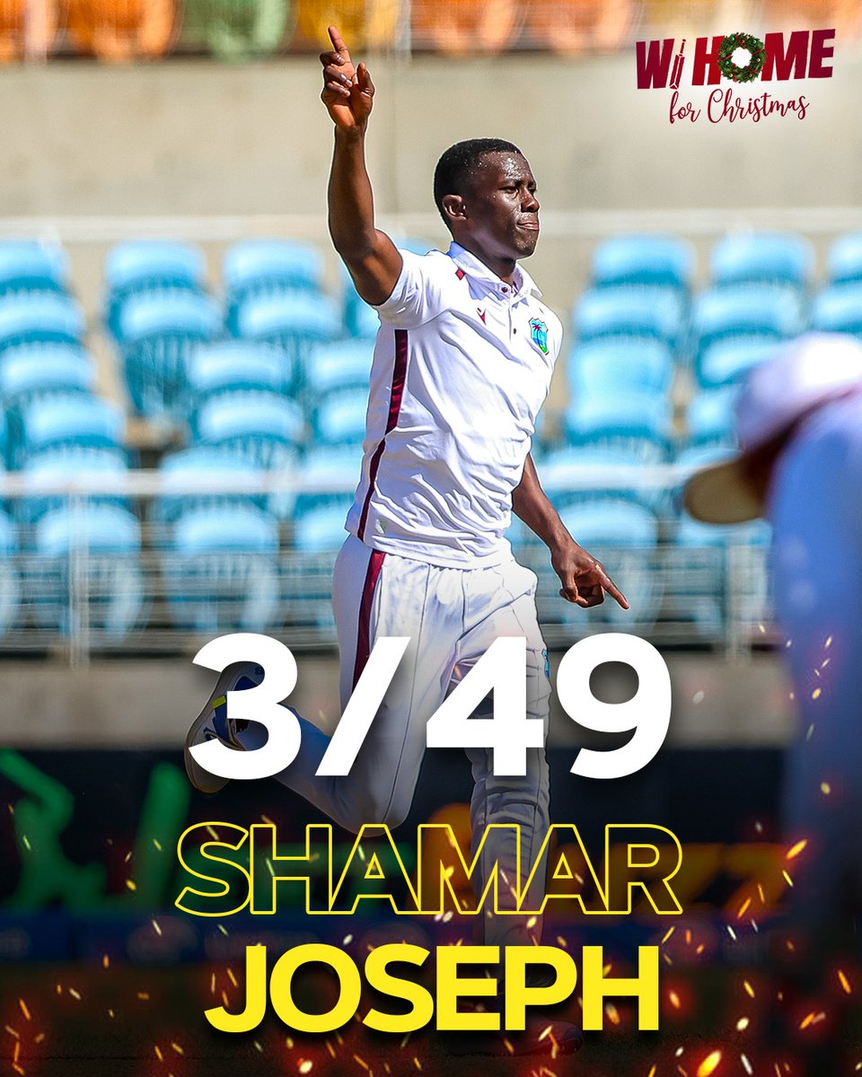 windiescricket's tweet photo. Dangerous with the ball today!💪🏽
Shamar grabs his first set of Test wickets on Jamaican soil!💥
#WIHome #WIHomeForChristmas https://t.co/lVL55CjlEF