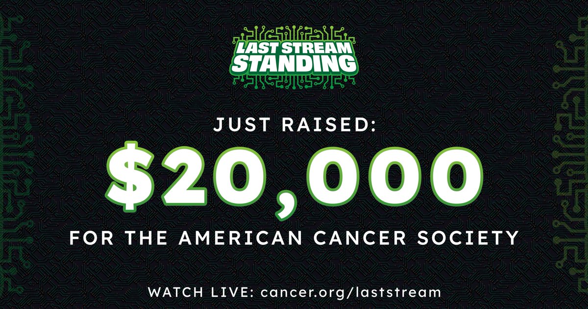 American Cancer Society (@americancancer) on Twitter photo 🔴 LIVE NOW: The FINAL DAY of <a href="/LastStreamShow/">Last Stream Standing</a>
💥 Yesterday, they smashed it by fundraising over $20,000!
🏆 Today is your last chance to donate and help your favorite Creator become the first-ever winner of "Last Stream Standing!"
📺 cancer.org/laststream 🔴 LIVE NOW: The FINAL DAY of <a href="/LastStreamShow/">Last Stream Standing</a>
💥 Yesterday, they smashed it by fundraising over $20,000!
🏆 Today is your last chance to donate and help your favorite Creator become the first-ever winner of "Last Stream Standing!"
📺 cancer.org/laststream