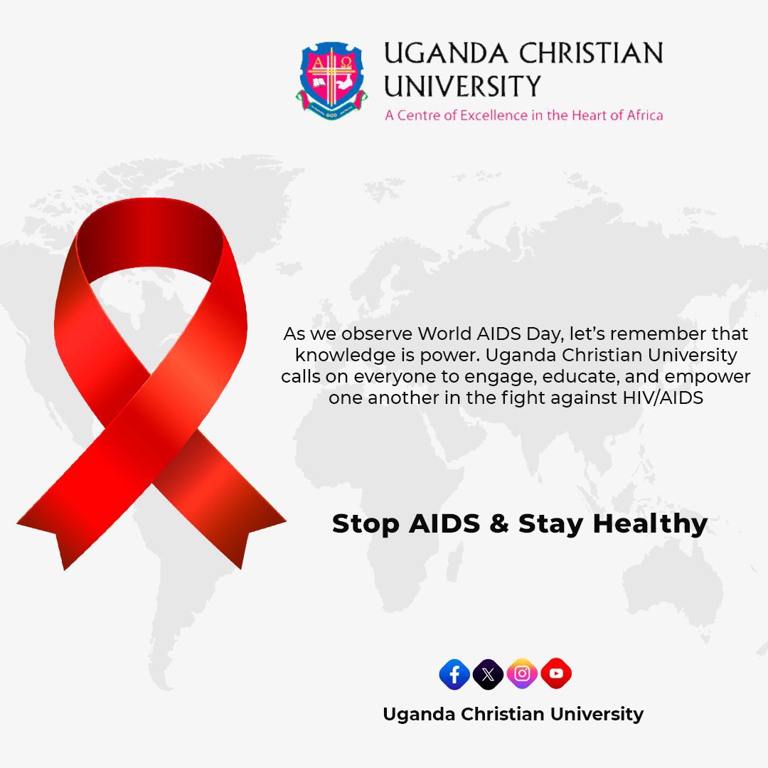 December 1 - World AIDS Day: Together We Can Achieve an #AIDSFreeGeneration* 💪🏿🤝

As <a href="/UCUniversity/">Uganda Christian University (Official)</a> we continue to be part of the efforts elsewhere to engage, educate, and empower one another in the fight against HIV/AIDS. Surely, together we can!