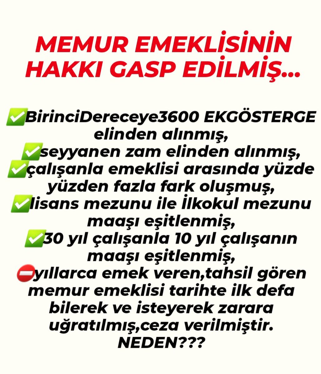Devletin Memuruyuz
Yetkili Etkili
Sendikalara Çağrımız
Beraber Olun
#BirinciDereceye3600 Ek Gösterge yi Hayata Geçirin
Birkez Beraber Olun
Yetkinizi Etkinizi Görelim
<a href="/MemurSenKonf/">Memur-Sen</a>
<a href="/Kamu_Sen/">Türkiye Kamu-Sen</a>
@BuroMemurSen <a href="/TurkBuroSenGM/">Türk Büro-Sen</a>
<a href="/aliyalcin/">Ali Yalçın</a>
<a href="/OnderKahveci/">Önder Kahveci</a>
<a href="/yusufyazgan37/">Yusuf YAZGAN</a>
<a href="/TurkesGuney/">Türkeş Güney</a>