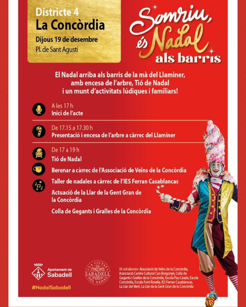El dijous 19 de desembre, vindrà al Llaminer al nostre barri per inaugurar l'arbre de Nadal Municipal a la Plaça Sant Agustí.

Hi haurà "caga Tió" i berenar i moltes sorpreses més!

Us hi esperem!