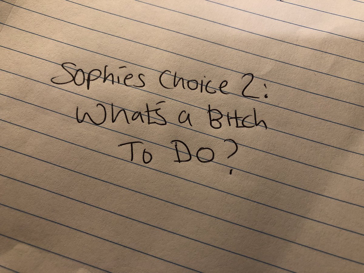 Dreamt about a sequel to Sophie’s Choice set in south central LA in which Sophie teams up with a rapper-lawyer called “U-Chooz”. Devastating. Woke at 4 and wrote down the title