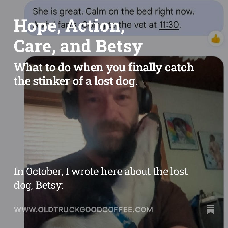JoelByronBarker's tweet image. Today&apos;s Old Truck Good Coffee: What we do after we find the lost dog. Curious of any Trump voter&apos;s take on it. 
open.substack.com/pub/oldtruckgo…
