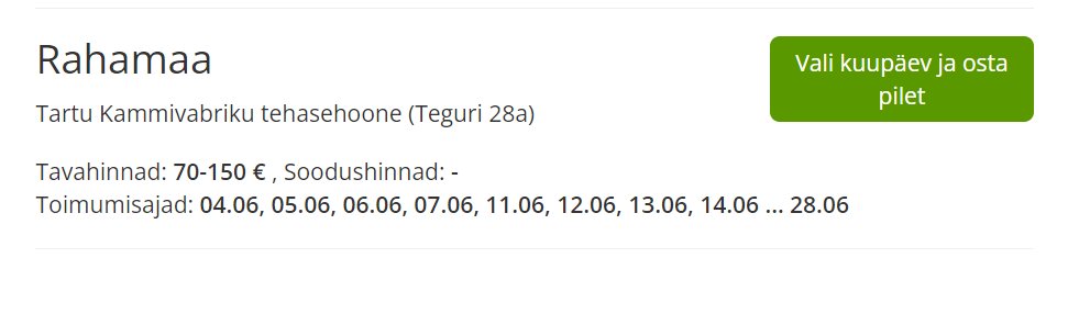 Rohkem nagu "vali kuupäev, võta laenu ja osta pilet"

Kas Draamateatri arvel ei seisa mitte kaks milli hetkel?

Kas nad ei pidanud riigitoetust saama, et piletihinnad ei oleks sada euri?

Kas Oasise pilet mitte ei olnud odavam?