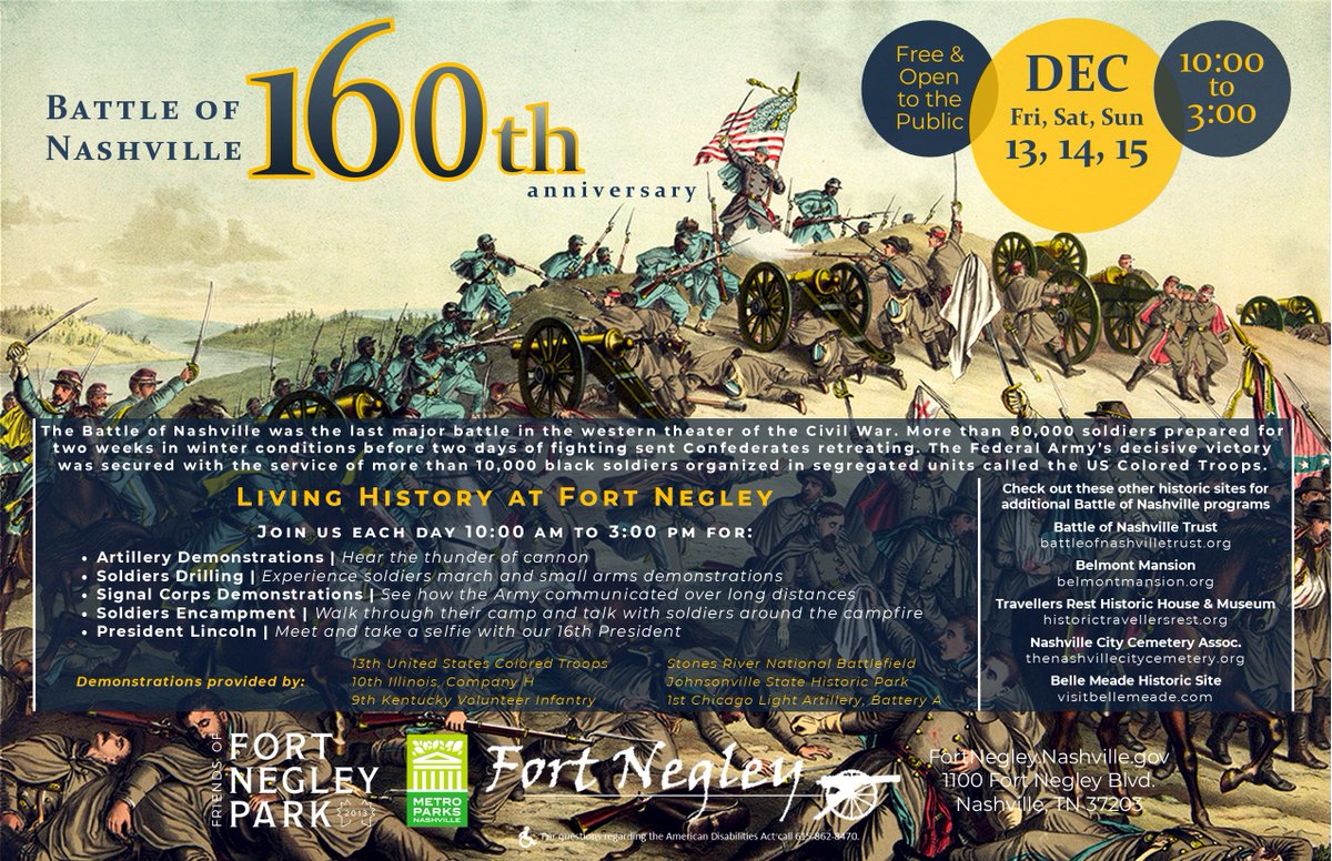 Friends of Fort Negley (@negleyfriends) on Twitter photo Tomorrow is School Day! If you would like to bring your school please email us at fortnegley@nashville.gov to set up a time to attend. Join us each day 10:00 a.m. to 3:00 p.m. for living history. Tomorrow is School Day! If you would like to bring your school please email us at fortnegley@nashville.gov to set up a time to attend. Join us each day 10:00 a.m. to 3:00 p.m. for living history.