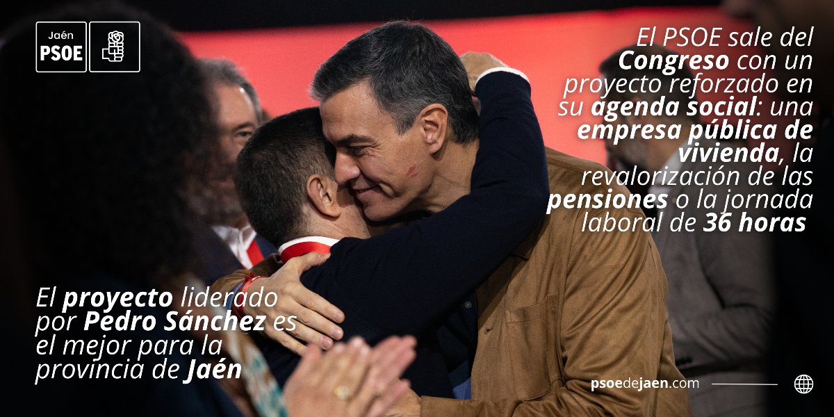 🔴📸 𝑭𝑶𝑻𝑶𝑵𝑶𝑻𝑰𝑪𝑰𝑨

👉🏻 Lo mejor para Jaén es que siga habiendo un PSOE fuerte, porque eso será garantía de que sigan avanzando cuestiones trascendentales como el CETEDEX, las conexiones ferroviarias, la A-32 o las obras de abastecimiento

#41CongresoPSOE ✊🏻