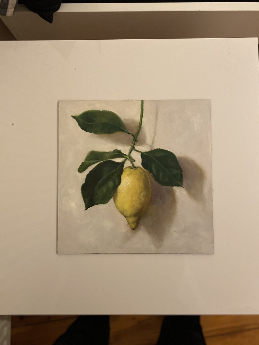 What lovely lovely news to hear today that ‘When Life Gives You Lemons’ has sold from @one20winecafe Thank you to both the wine bar and to the new owner of this still life. 🍋 Swipe through to see the model and the varnishing. #
Lemon, as always, from <a href="/ValvonaCrolla/">Valvona & Crolla</a> #lemon