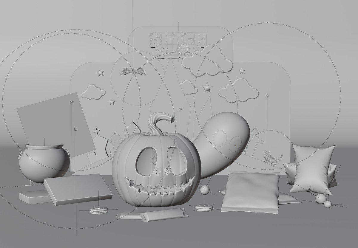 Some halloween design i did for a local Snack Shop 🍭

Made in blender3D + BTS

#blender3D #3dRender