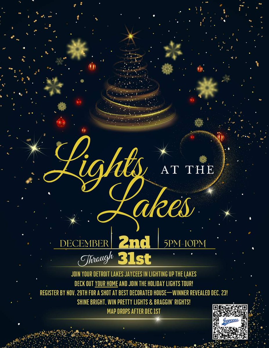 Sign up for LIGHTS AT THE LAKES
🎄🙌❄️

#detroitlakes #lightsatthelakes #decorate #lights #community #support #JCIMN #dljaycees #Minnesota