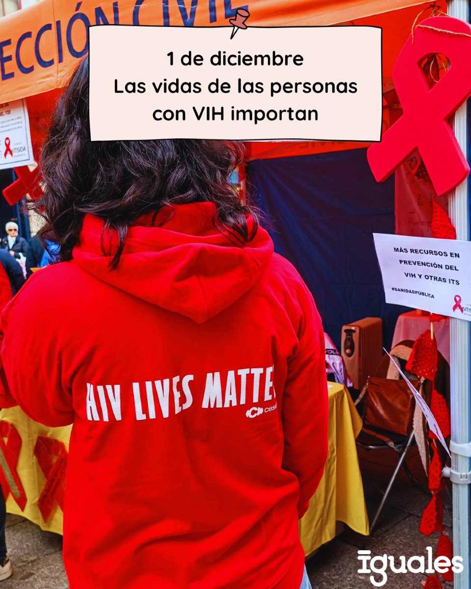 🗓️ Hoy, 1 de Diciembre, hemos realizado una actividad en calle para recordar que las vidas de las personas con VIH siguen importando, como nos dice <a href="/cesida_esp/">CESIDA</a>.

Por una sociedad libre de estigma y discriminación y por una salud sexual libre y responsable! ✊🫂