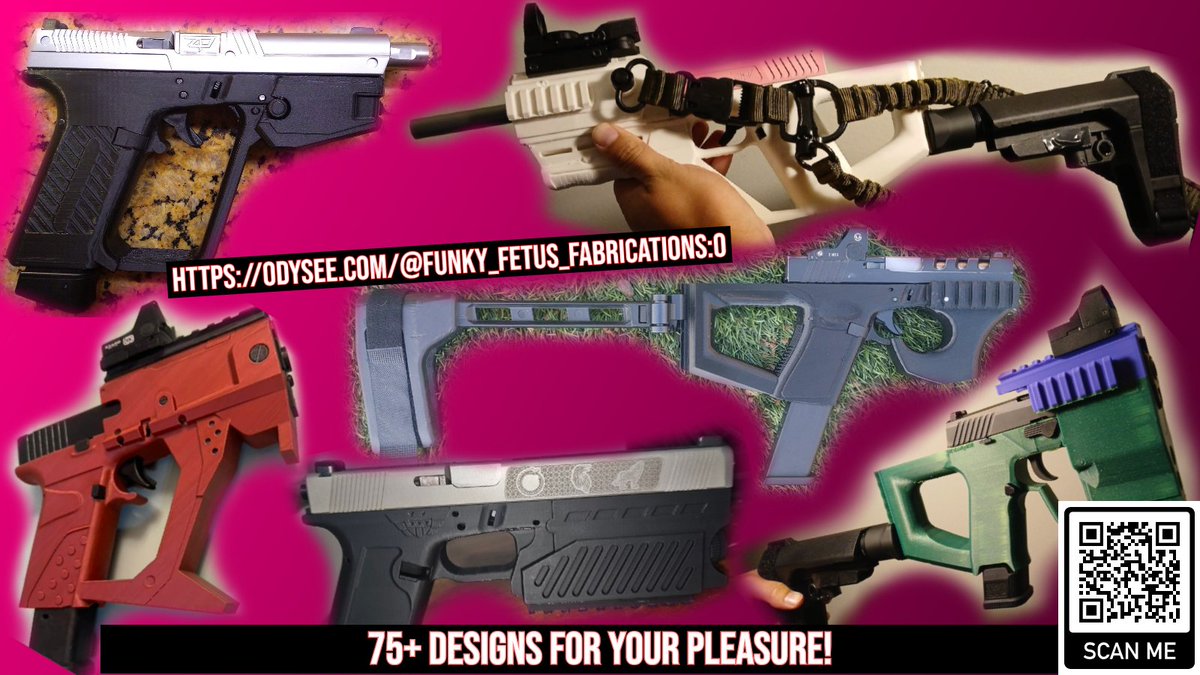Feral_Fetus's tweet image. Hey friends, if you're new or just passing through be sure to check out my Odysee!
I design free & funky 3D printable gats that will be sure to scare your local range's RSOs.
If you like what you see (or they make you unwell) be sure to share with your friends!