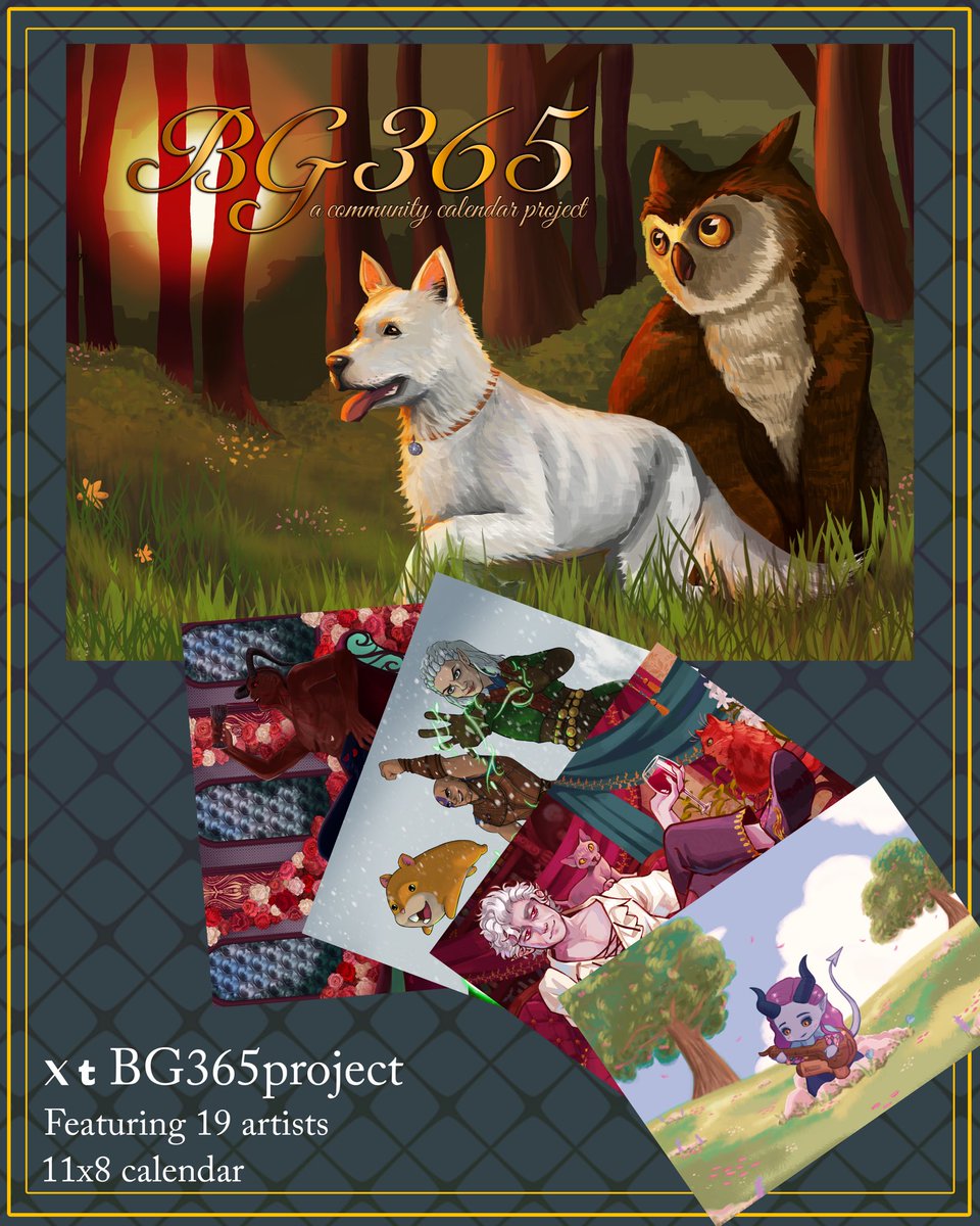 Fanart4Change's tweet photo. Surprise! Orders have reopened for our calendar! If you’re looking for a 2025 calendar, you can pick up a Baldur’s Gate 3 themed one here made by some incredibly talented artists!

https://t.co/xkmXxr0xvm 

All proceeds are going to @ThePCRF https://t.co/qMnZqHlPJh