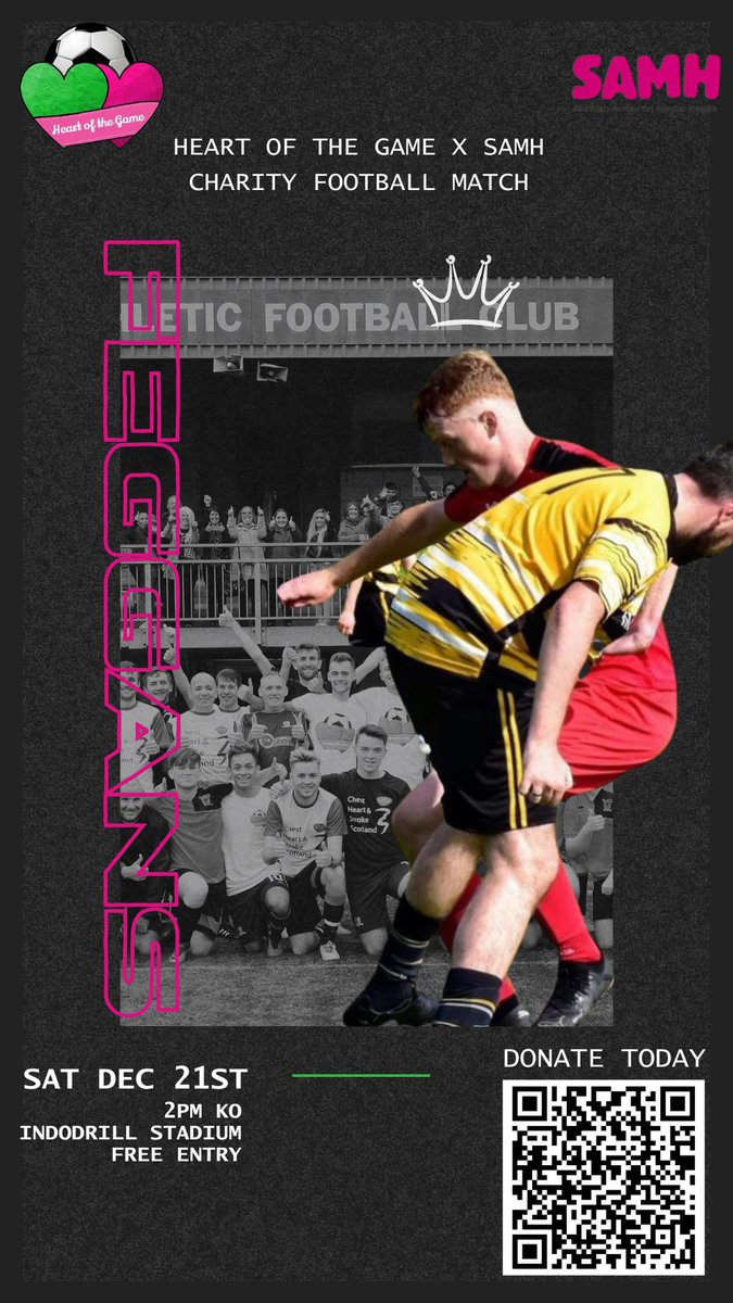 Delighted to be taking part in this and raising some funds for <a href="/SAMHtweets/">SAMH</a> 🤝

🗓️ Saturday 21st December 
📍Indodrill Stadium, Alloa 
🎫 Free Entry 
⏰Kickoff 2pm

➡️ just-giving.com/page/heartofth…

<a href="/KierenAAFC/">Kieren Mooney</a>