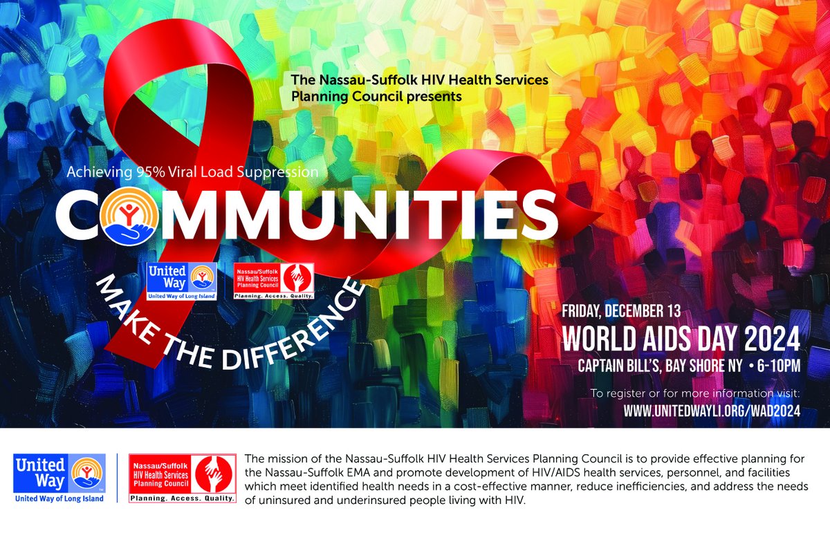 Today is World AIDS Day. The event serves as a reminder of the struggle to end HIV-related stigma, an opportunity to honor those we have lost, &amp; a commitment to working toward a day when HIV is no longer a public health threat. Register today at unitedwayli.org/wad2024.