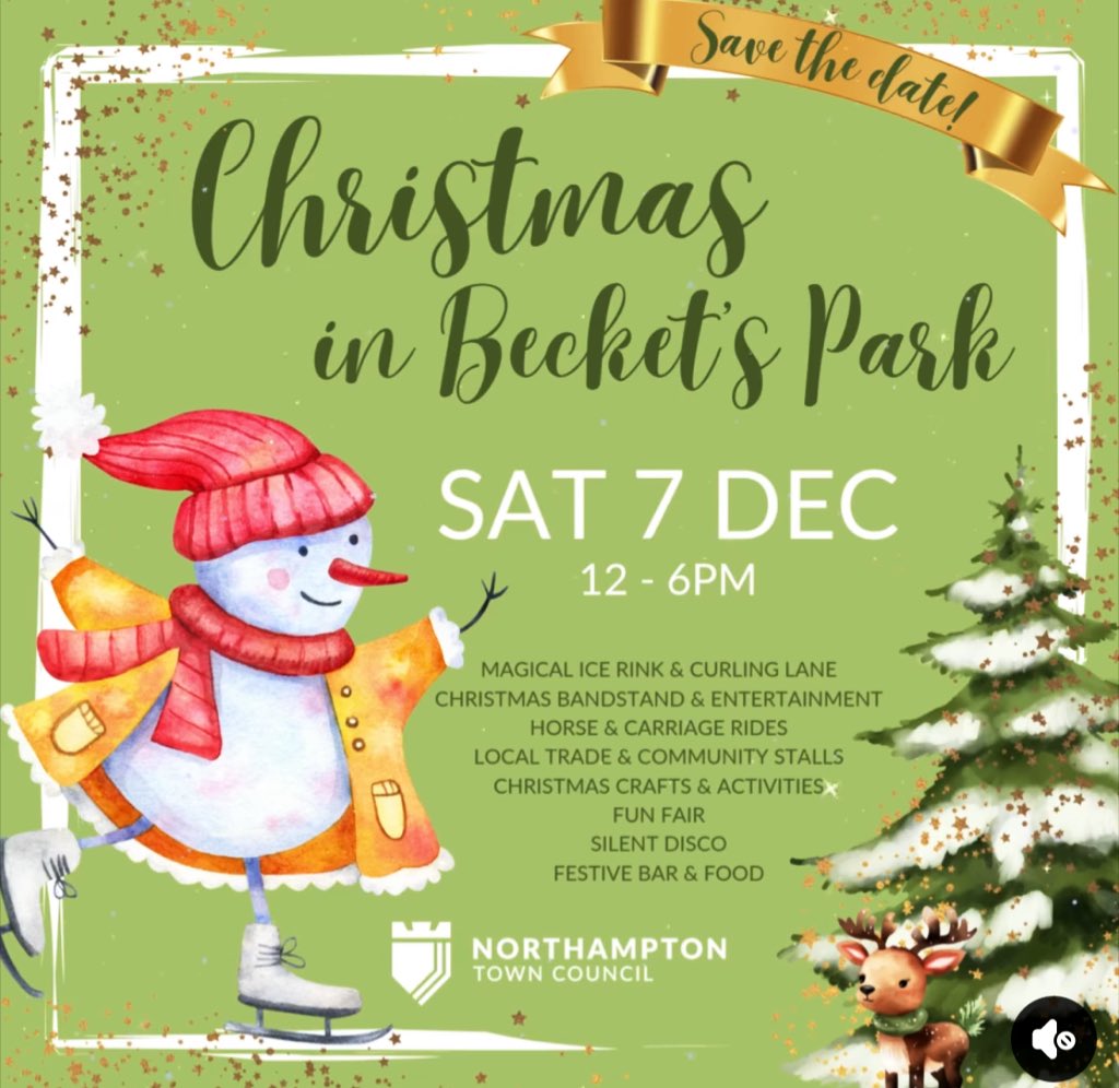 Christmas cheer this weekend when #BecketsPark turns into a winter wonderland, 7th December, 12 - 6pm! 

Enjoy free entertainment for all the family!

Live performances on the Christmas Bandstand with <a href="/NLiveRadio/">NLive Radio - The Station that LOVES Northampton</a> 

northamptontowncouncil.gov.uk/christmas2024