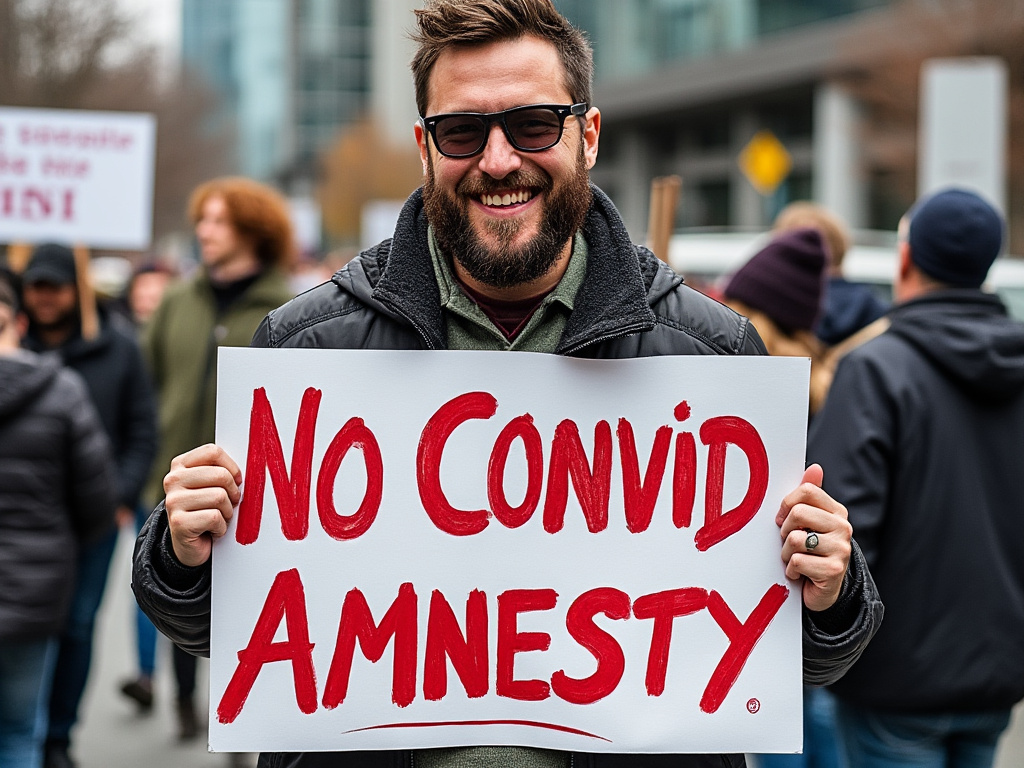Thanks Grok💪😎
Just ask "Draw me"

I generated an image with the prompt: 'Thought Criminal Ian 🇨🇦, a sharp-witted Canadian with a penchant for truth-telling, standing in Vancouver BC, holding a sign that reads "No Convid Amnesty" with a mischievous grin.'