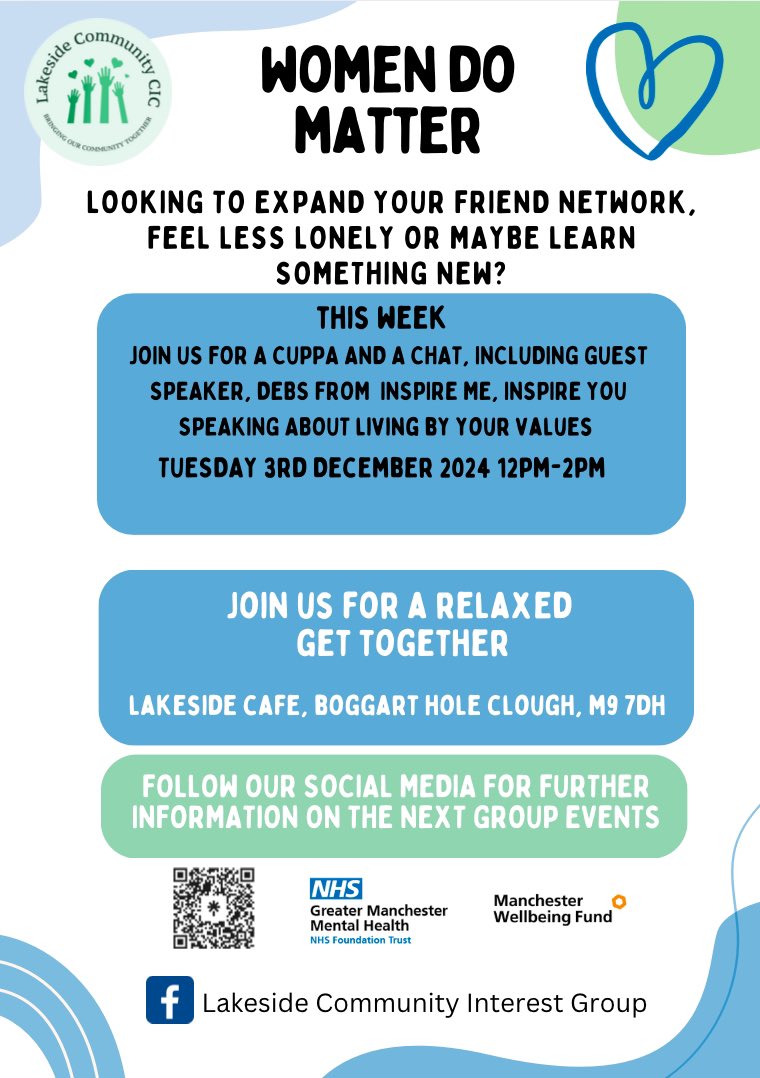 LakesideCic's tweet photo. Join us on Tuesday 3rd December at 12pm for our Women Do Matter group with special guest speaker Debs from Inspire Me, Inspire You #womendomatter #lakesidecic https://t.co/Fz8Yoo8eKe