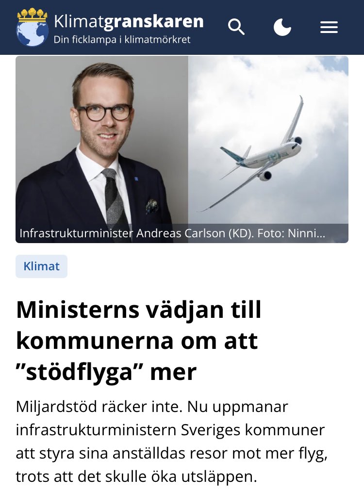 Klimatet skenar, miljontals människor är på flykt undan klimatkatastrofer och forskare varnar för att golfströmmen kan kollapsa. Då tvekar inte Sveriges infrastrukturminister att prioritera det som är viktigt. Vi pratar naturligtvis om flyget.