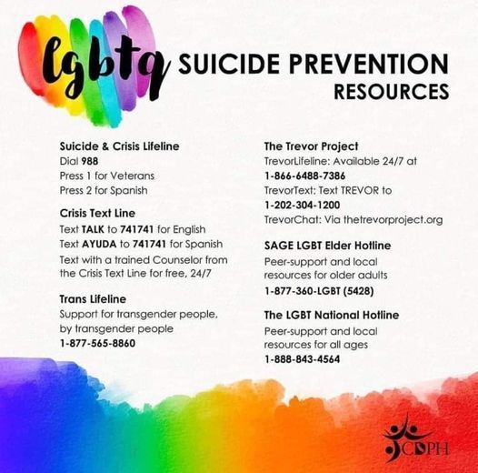 Here are some community partners for folks in the community other than out 2SLGBTQIA+ warmline!

Our warmline is open 6-10pm Wed-Sun and volunteers chat through free/confidential peer support to members of our community!

Call/text: 866-230-8041
E-chat: plannedparenthoodnlshc.com/warmline.html