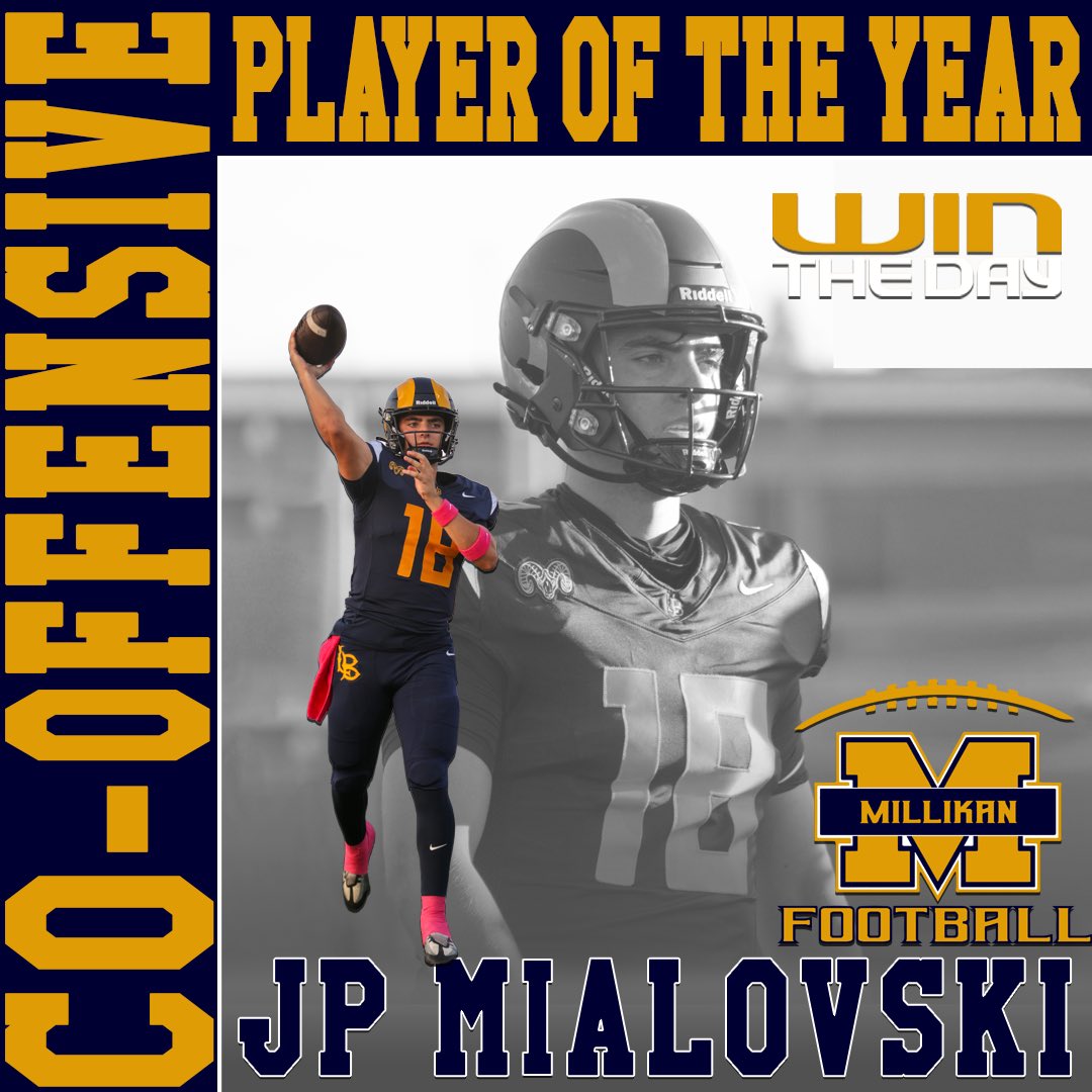 MillikanHSFB's tweet photo. Congrats to Long Beach Millikan QB JP Mialovski @JMialovski on being selected as The 2024 Moore League Co-Offensive Player of the Year! #WinTheDay https://t.co/qw37GlR8jE