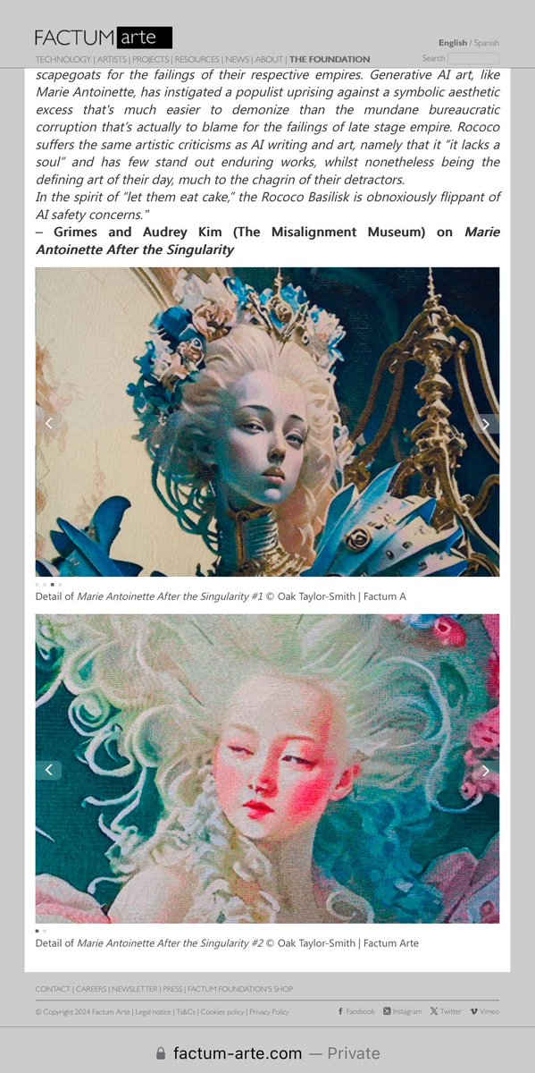 Misalignment Museum (@misalignmentm) on Twitter photo Excited to unveil these stunning 8ftx8ft “Rococo Basilisk — Marie Antoinette After The Singularity” tapestries made with <a href="/Grimezsz/">𝖦𝗋𝗂𝗆𝖾𝗌 ⏳</a> <a href="/FactumArte/">Factum Arte</a> (we’ll premiere them at our re-opening this February 2025 at the <a href="/ChaseCenter/">Chase Center</a> !
(Sign up on our mailing list for unveiling / donor Excited to unveil these stunning 8ftx8ft “Rococo Basilisk — Marie Antoinette After The Singularity” tapestries made with <a href="/Grimezsz/">𝖦𝗋𝗂𝗆𝖾𝗌 ⏳</a> <a href="/FactumArte/">Factum Arte</a> (we’ll premiere them at our re-opening this February 2025 at the <a href="/ChaseCenter/">Chase Center</a> !
(Sign up on our mailing list for unveiling / donor