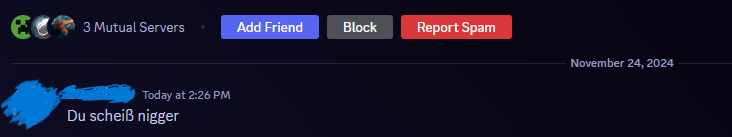 qreepex's tweet photo. Dear @discord_support, 
since when is greeting someone with "you shit nigger" considered safe on Discord?
What kind of Staff or Automatic Tool do you use that does not detect the N-Word in messages? And in case it does, thinks that this is good &amp; safe language for Discord? https://t.co/NEq5AMA9MU