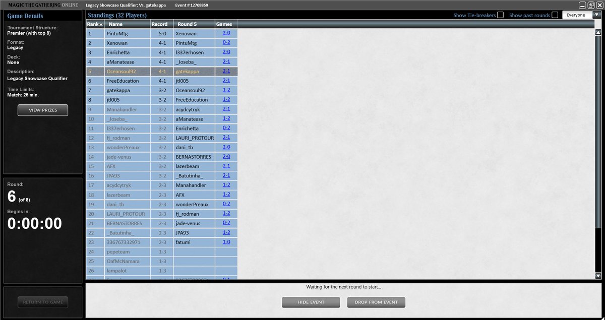 Oceansoul921's tweet photo. "Only" Top 8 in the legacy showcase qualifier. It was nice to play a major tournament after such a long time.
I played my stock list because I had more confidence with it.
🦗⚔️⚔️⚔️🛡️🛡️💙🖤 https://t.co/A6MfwFBhCS