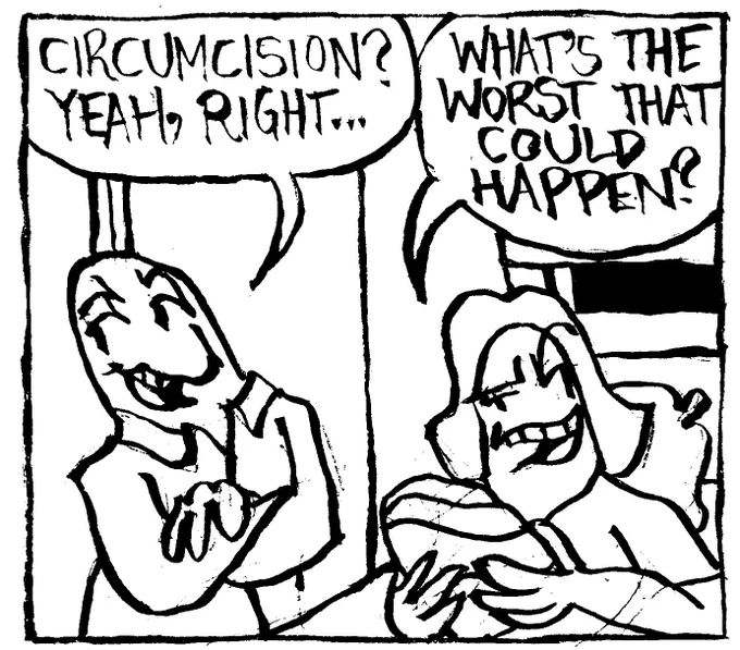 New comic on Patreon! https://t.co/3YgxB52p9q Subcribe to see the full comic. Do not construe the below panel as any serious comment on circumcision. 