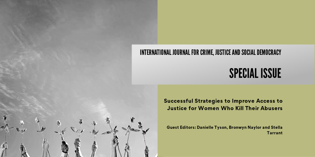 🆕Special Issue
Improving Access to Justice for Women Who Kill Their Abusers
Guest editors <a href="/DrDanielleTyson/">Danielle Tyson</a> <a href="/bgnaylor/">Bronwyn Naylor</a> Stella Tarrant
#femicide #WomenWhoKill #DomesticViolence #DV #CoerciveControl #SocialEntrapment #IndigenousWomen #IntimatePartnerViolence
crimejusticejournal.com/issue/view/141