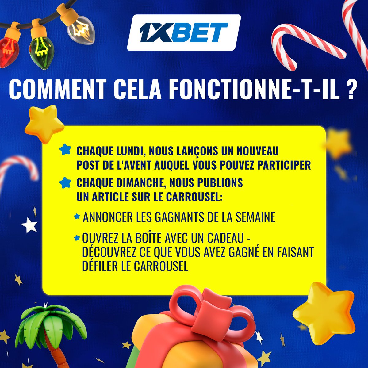 1xbet_mg's tweet photo. 🎁 L'Avent de décembre avec 1xBet 🎄
Les cadeaux s'agrandissent chaque semaine ! 😍 De plus, des surprises incroyables vous attendent 💡
Faites défiler le carrousel pour tout savoir sur notre #1xBetAdvent ✨
#AventContest #1xBetFootball https://t.co/WCO8qdyeY8
