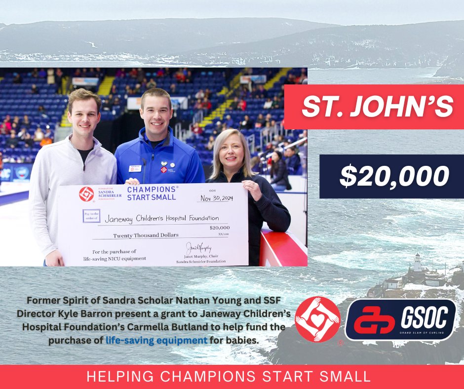 SandraSchmirler's tweet image. The @JanewayNL Foundation is crossing off 9 humidifiers for infants in their NICU from their Christmas wishlist thanks to our donors! 🎁

We're proud to have granted over half a million dollars to @grandslamcurl host cities, including $20,000 this week for St. John's! #LetsRock