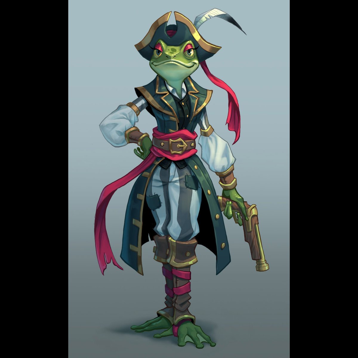 SpanielReyes's tweet image. Frog pirate I designed for practice.