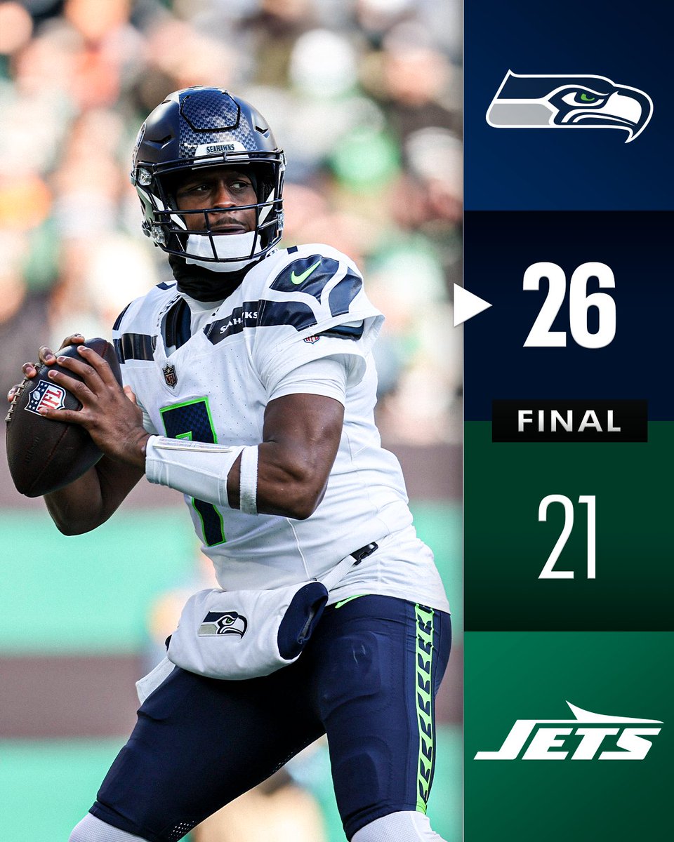 NFL's tweet image. FINAL: @Seahawks win at MetLife. #SEAvsNYJ