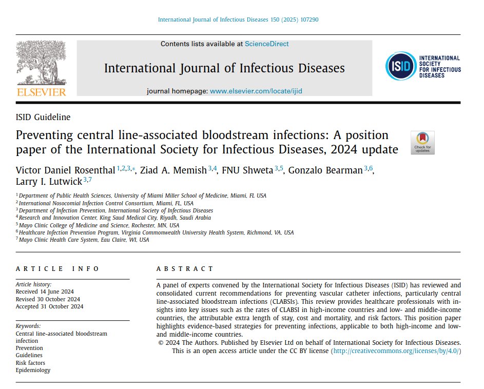 Preventing central line-associated bloodstream infections: A position paper of the International Society for Infectious Diseases, 2024 update
 
CCR Journal Watch
criticalcarereviews.com/latest-evidenc…

Get the latest critical care literature every 
criticalcarereviews.com/newsletters/su…