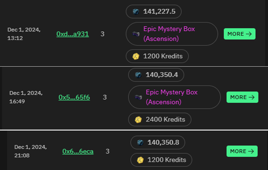 Played a little Play &amp; Kollect on Ronin today with <a href="/CyberKongz/">CyberKongz</a> @PlayAndKollect  and seems I managed to get myself a decent haul of Kongium....roughly each one of these hits is about 1/1.5k Nana