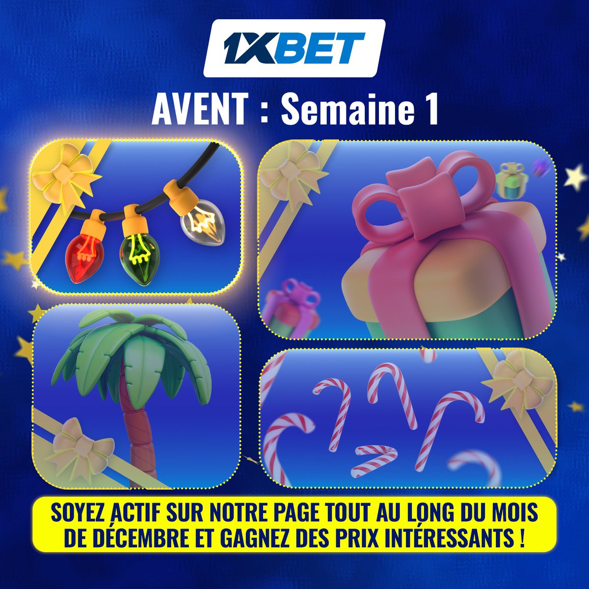 1xbet_cm's tweet photo. 🎉 Participez à l'Avent de décembre 1xBet !

✨ Comment participer ?
1️⃣ Suivez-nous.
2️⃣ Indiquez votre identifiant ci-dessous.

3️⃣ Soyez actif : les likes, les commentaires et les partages augmentent vos chances !
Commencez dès maintenant ! ⬇️

#1xBetAdvent #ConcoursAdvent #1xBet https://t.co/EkZHj49wJh