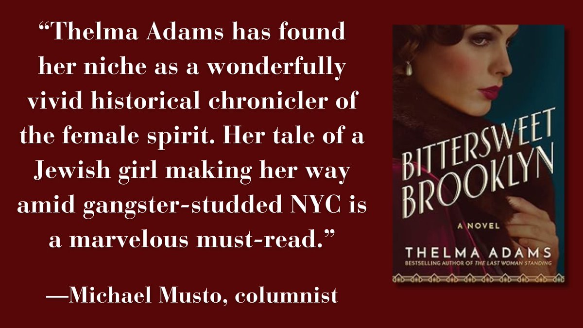 womenwriters (@womenwriters) on Twitter photo “Thelma Adams has found her niche as a wonderfully vivid historical chronicler of the female spirit. Her tale of a Jewish girl making her way amid gangster-studded NYC is a marvelous must-read.” —Michael Musto, columnist amazon.com/Bittersweet-Br… <a href="/thelmadams/">Thelma Adams</a> “Thelma Adams has found her niche as a wonderfully vivid historical chronicler of the female spirit. Her tale of a Jewish girl making her way amid gangster-studded NYC is a marvelous must-read.” —Michael Musto, columnist amazon.com/Bittersweet-Br… <a href="/thelmadams/">Thelma Adams</a>
