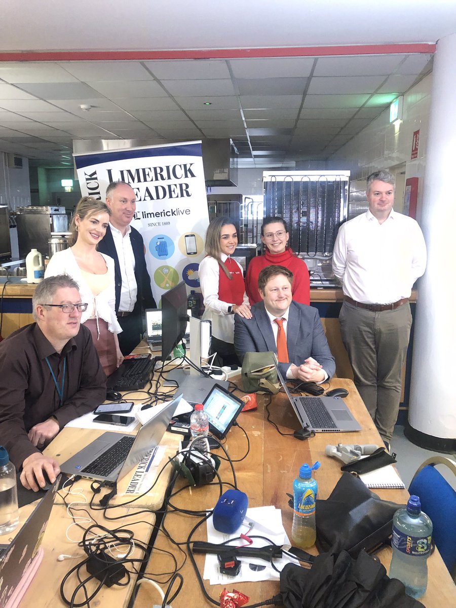 Hayes_Cait's tweet photo. Fantastic coverage of #GeneralElection24 from @Limerick_Leader at Limerick Count centre this weekend. Great to see @journalismatUL student Abbey Hayden and @UL journalism graduate Faye Dorgan working as part of the reporting team. https://t.co/gr0UKEalyz