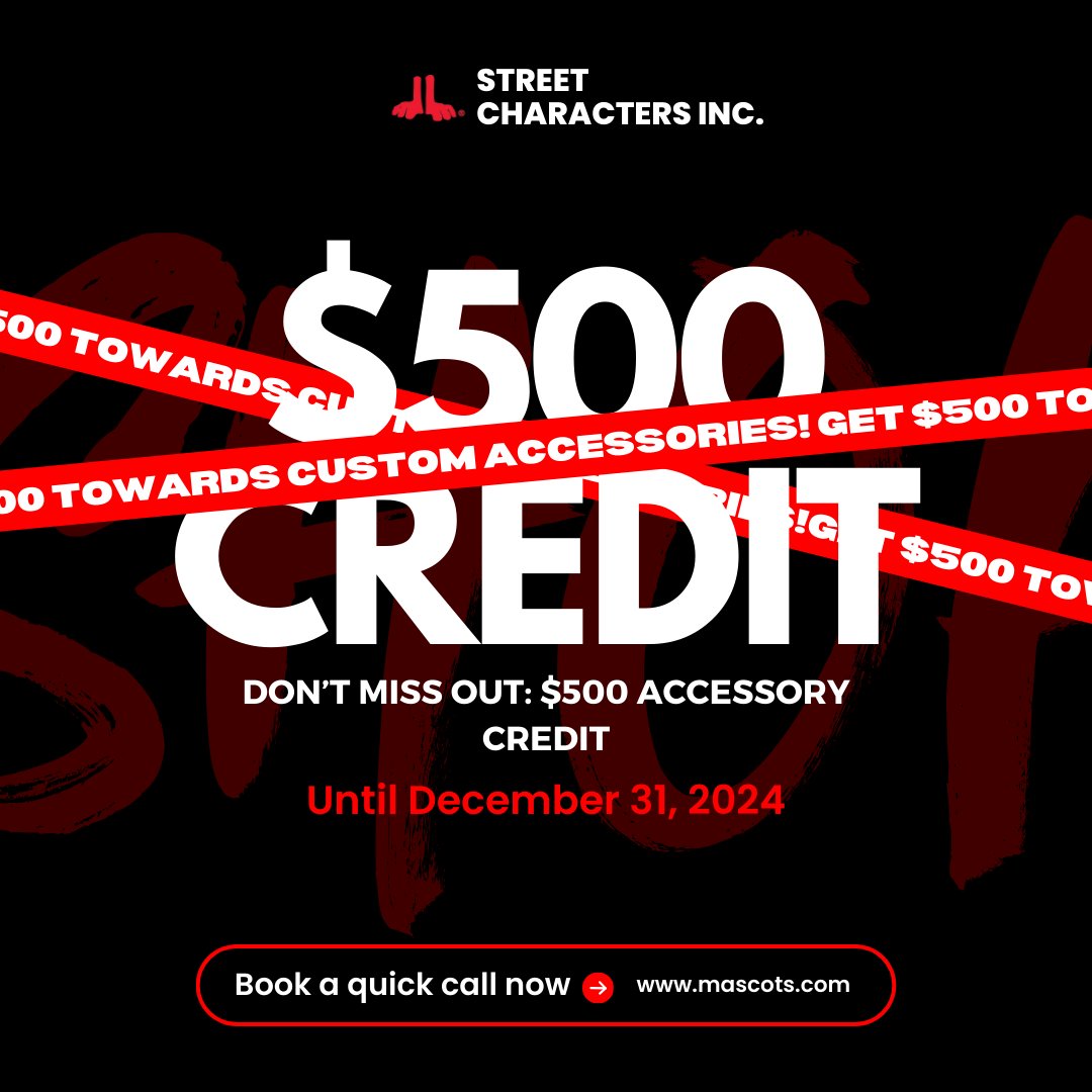 SCIMascots's tweet image. 💥 Ready to bring your mascot dreams to life? 💥 Get a $500 credit for custom accessories 🧢👓 with any mascot purchase before Dec 31, 2024! 🎈 Let’s make your mascot unique and memorable! 💫 Book your call today! 📲

#MascotDesign #DreamBig #CustomMascots