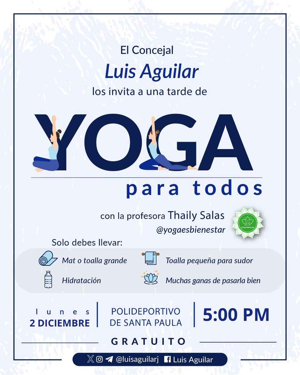 luisaguilarj's tweet photo. Vecinos, para nosotros siempre será un placer crear espacios pensando en ustedes, en especial aquellos que puedan aportar algo a su vida diaria.
Con base en ello, creamos #YogaParaTodos y #BailoterapiaParaTodos, actividades donde pueden ejercitarse y conectar con ustedes mismos. https://t.co/iZGoumjmNS